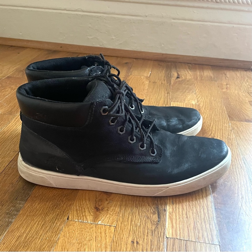 Men’s Timberland Black Canvas and Leather Chukka-Style Sneaker Boot - Picture 3 of 7